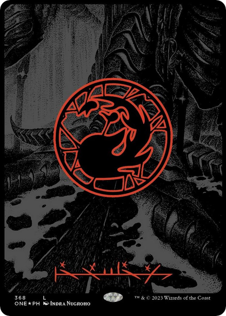 Mountain (Phyrexian) - Full Art (Oil Slick Raised Foil)