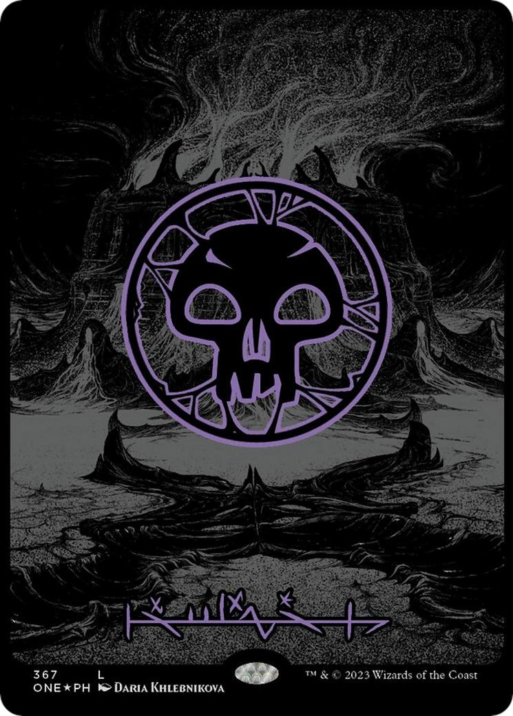 Swamp (Phyrexian) - Full Art (Oil Slick Raised Foil)